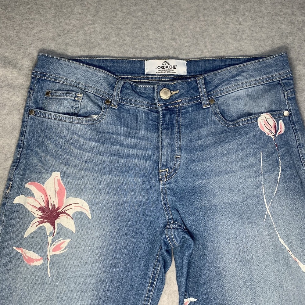 Jordache Womens Jeans Skinny Boyfriend Y2K Floral Size 10 - Picture 2 of 10